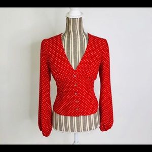 Free people polka dot blouse size small NWOT cute button down top